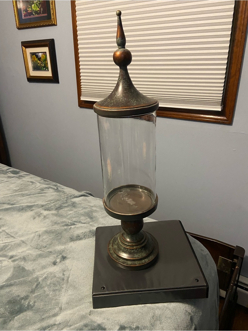 Southern Living Clear Glass Apothecary Jar with Bronze-Tone Accents